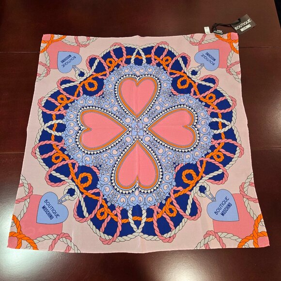 Moschino Boutique Heart-Print Silk Scarf - Picture 1 of 4